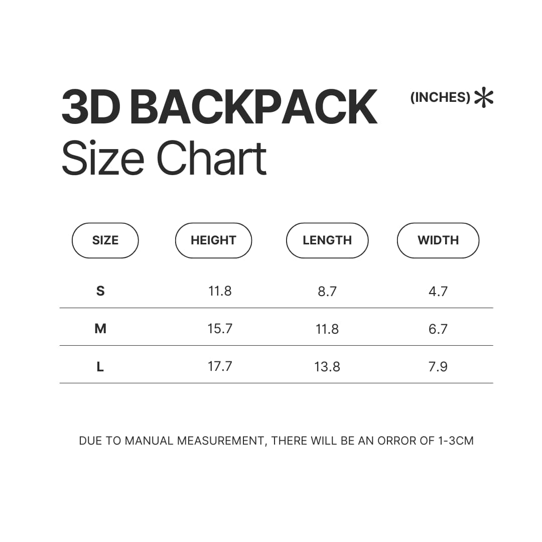 3D Backpack Size Chart - Regular Show Merch