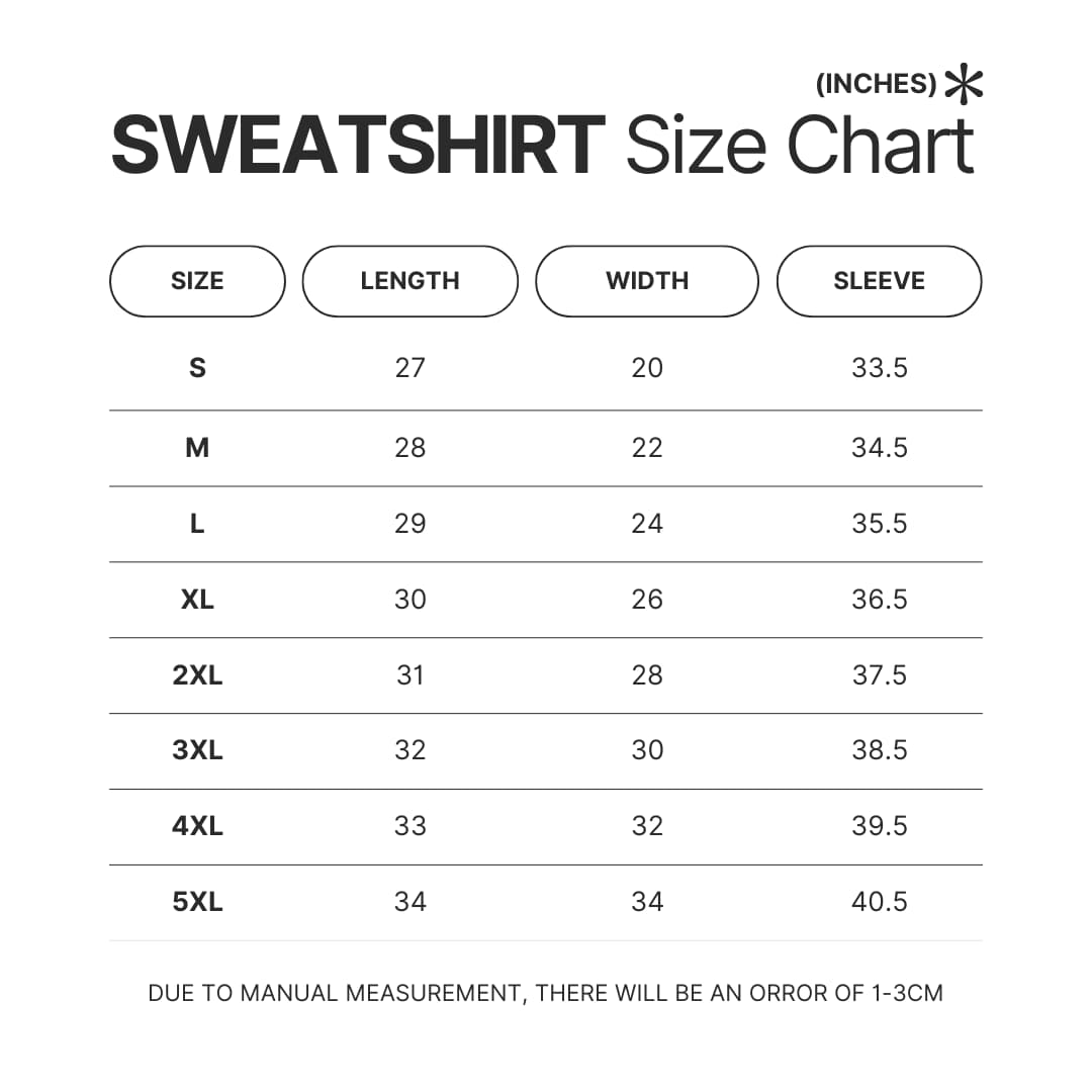 Sweatshirt Size Chart - Regular Show Merch