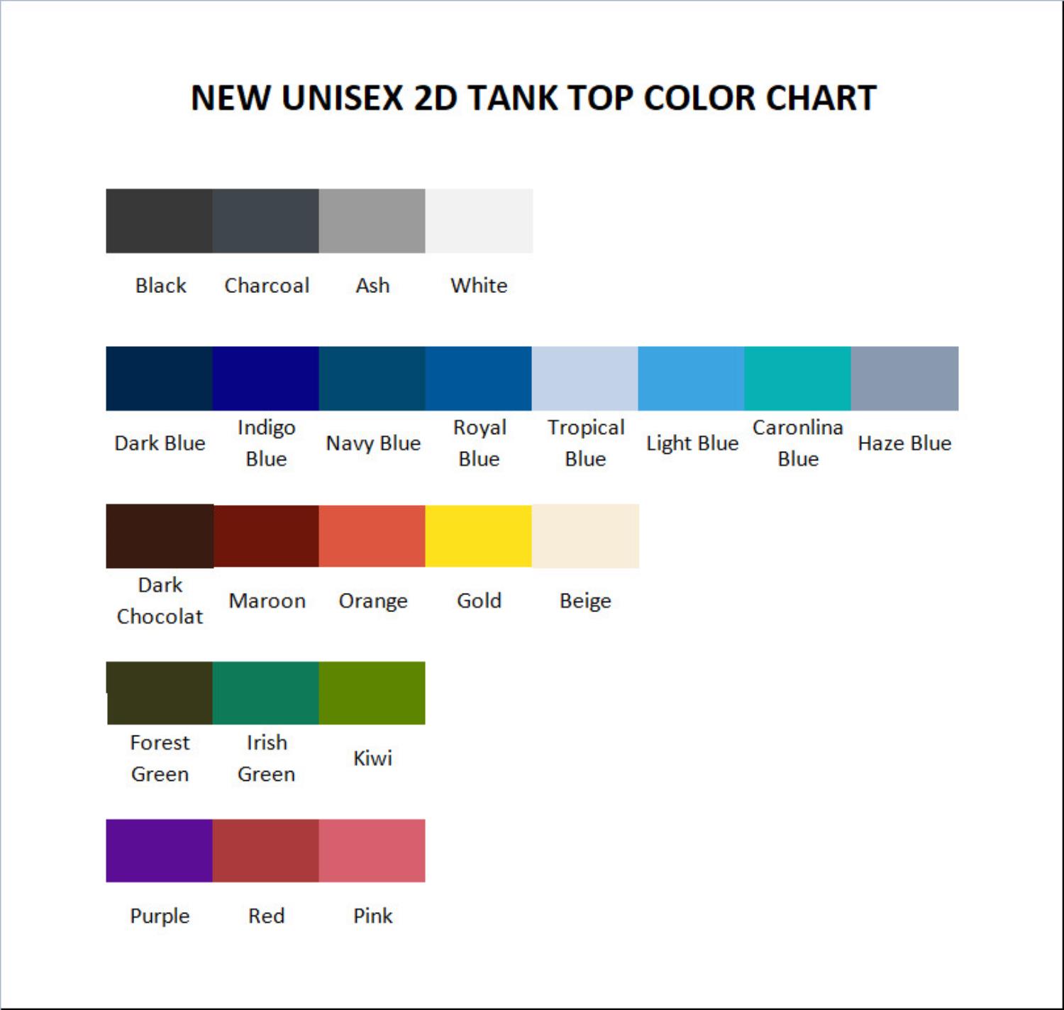 tank top color chart - Regular Show Merch